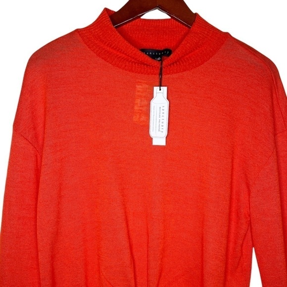 Sanctuary NWT Twist Front Mock Neck Sweater Size Large in Bright Melon - Picture 2 of 9